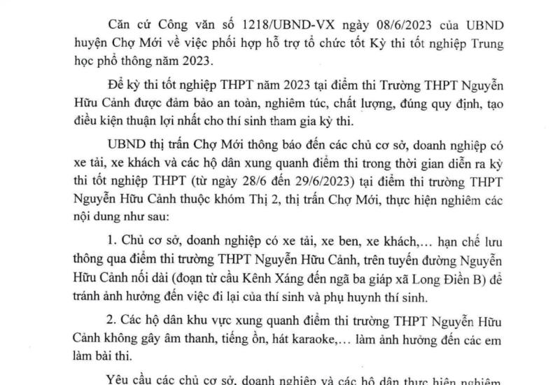 THÔNG BÁO